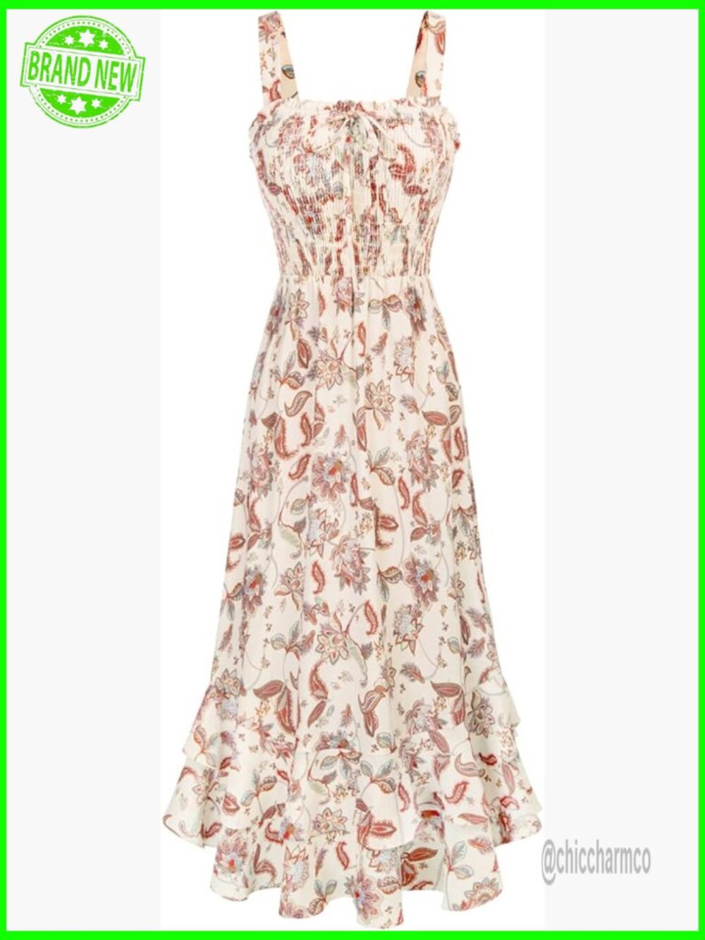 Square Neck Strappy A-Line Swing Maxi Sundress